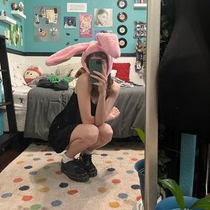 Pink bunny hat!